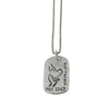 Silver "God Tag Friend" necklace featuring heart & hands design, "Friend" inscription, and Prov 17:17.
