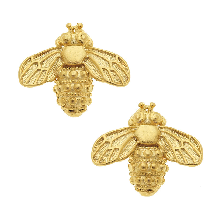 Gold Bee Stud Earrings-Susan Shaw-Swag Designer Jewelry