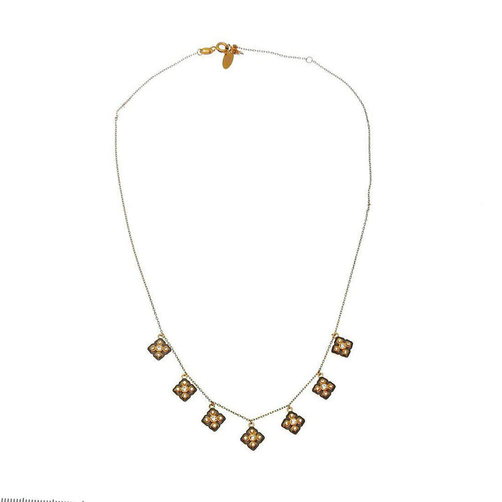 Gold Dangling Quatrafoil Necklace-Bijou Amani-Swag Designer Jewelry