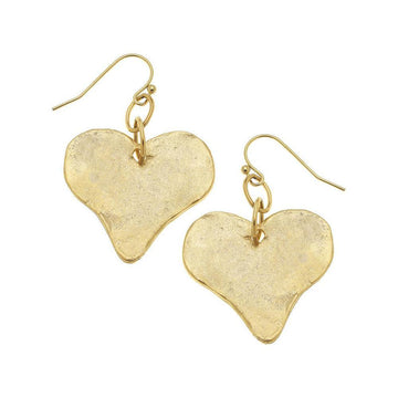 Gold Heart Dangle Earrings-Susan Shaw-Swag Designer Jewelry