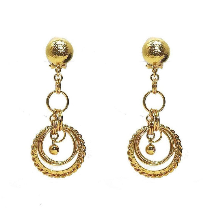 Gold Link Chandelier Clip Earrings-Jose Maria Barrera-Swag Designer Jewelry