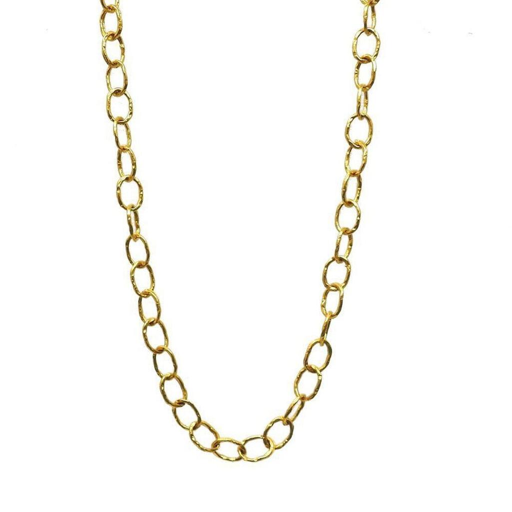 Gold link chain necklace, textured gold finish

