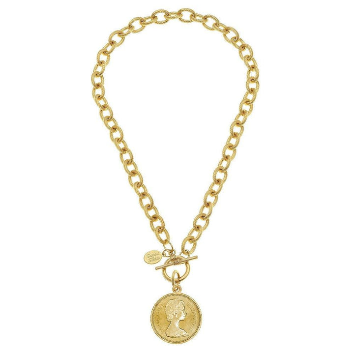 Gold Queen Coin on Chain-Susan Shaw-Swag Designer Jewelry