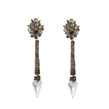 Gold So Special chandelier earrings:  long, crystal-point drop earrings with sparkling floral accents.
