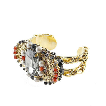 Gold and Black Cuff-Miriam Haskell-Swag Designer Jewelry