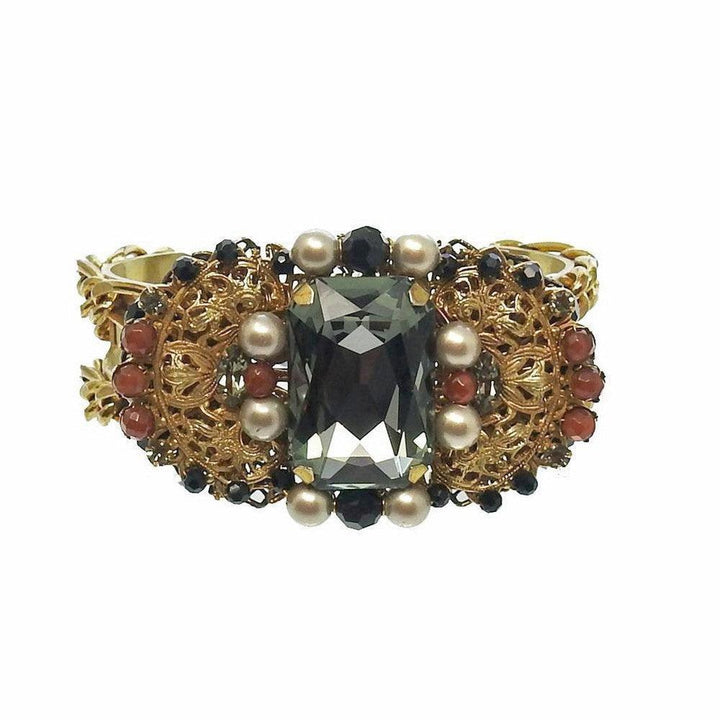 Gold and Black Cuff-Miriam Haskell-Swag Designer Jewelry