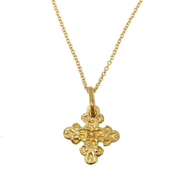 Gold Gothic cross necklace with tiny diamond accent
