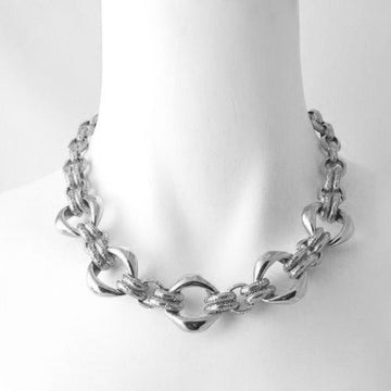 Graduated link necklace in Silver-Jose Maria Barrera-Swag Designer Jewelry