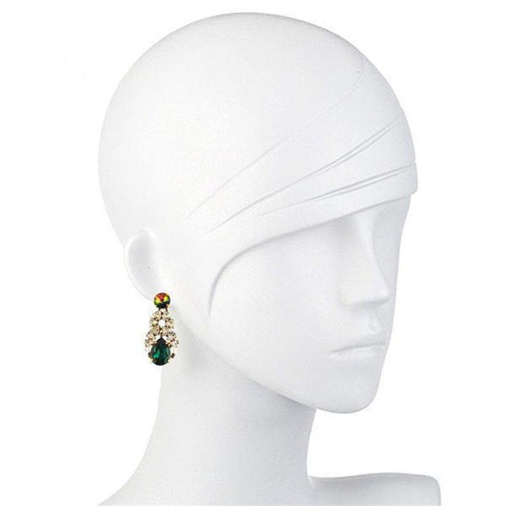 Green Crystal Drop Earrings-Tataborello-Swag Designer Jewelry