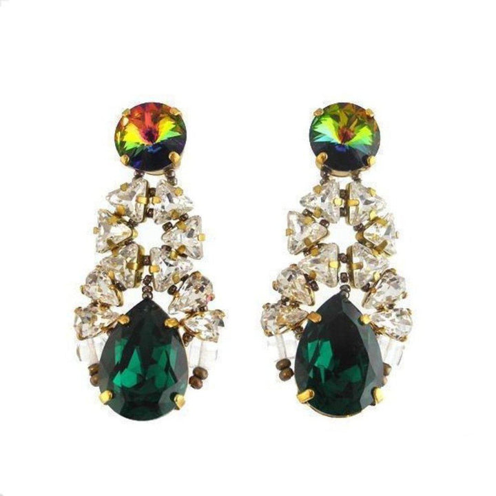 Green Crystal Drop Earrings-Tataborello-Swag Designer Jewelry