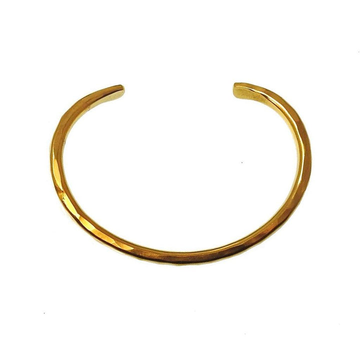 Gold hammered cuff bracelet, simple design
