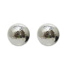 Hammered silver button clip earrings; textured, round design.
