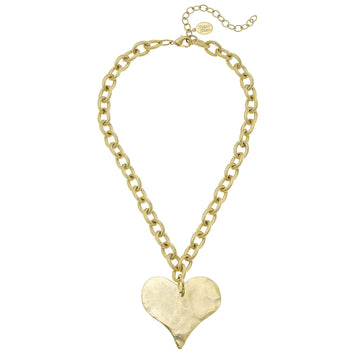 Hand Cast Heart on Chain-Susan Shaw-Swag Designer Jewelry