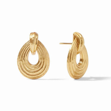 Havana Demi Doorknocker gold earrings: Textured, statement piece.
