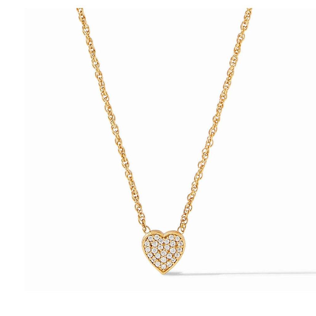 Gold Heart Pave Demi Necklace with sparkling cubic zirconia heart pendant.
