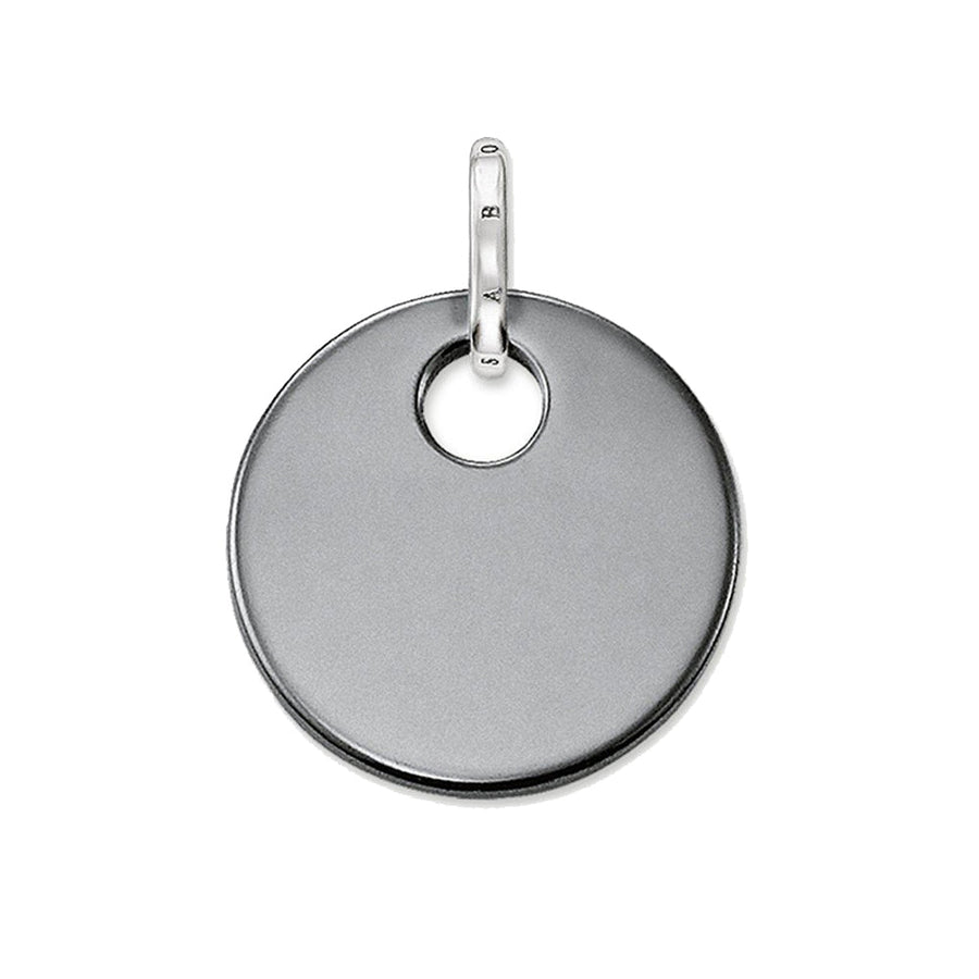 Hematite disc pendant with silver bail, perfect for layering.
