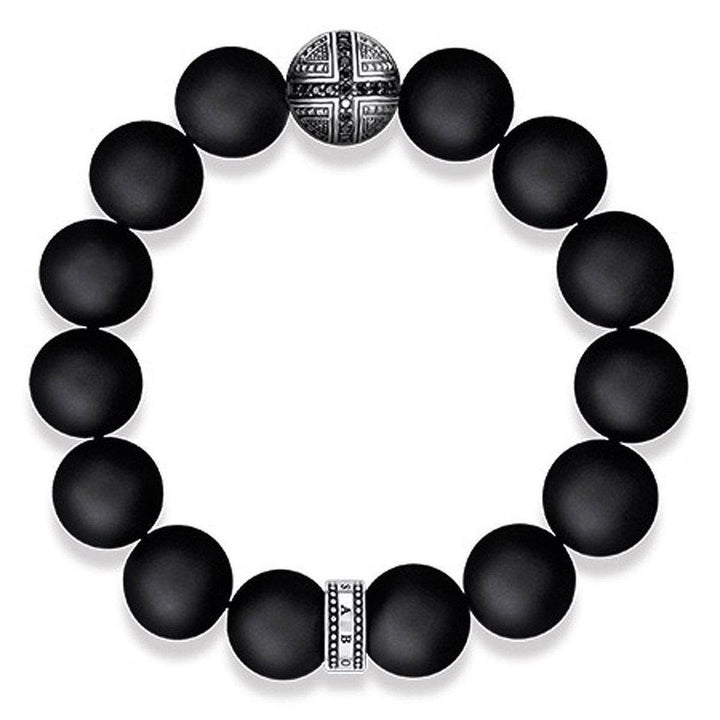 Honed Obsidian Bracelet with Cross-Thomas Sabo-Swag Designer Jewelry