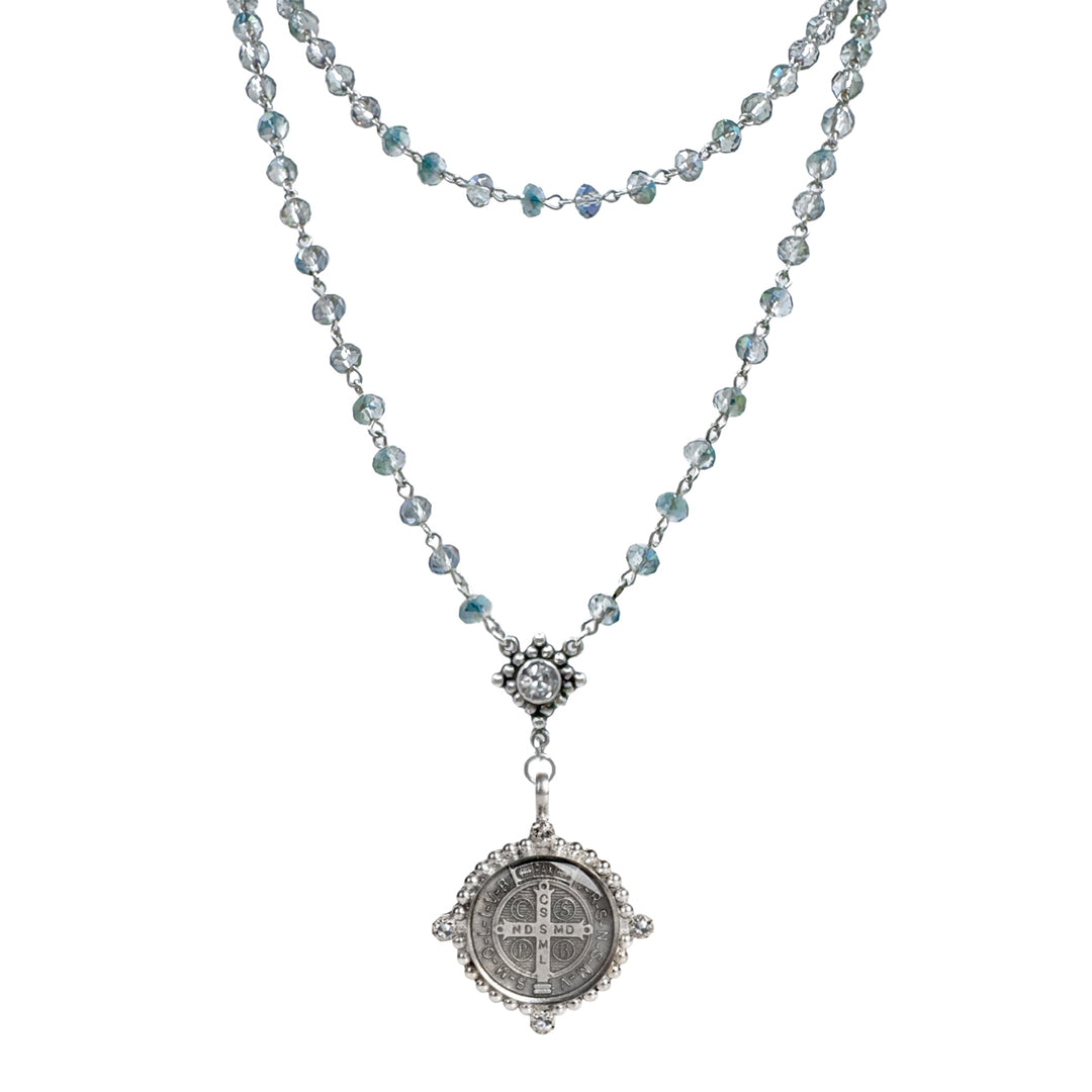 Rosary in Blue Lagoon-Virgins Saints and Angels-Swag Designer Jewelry