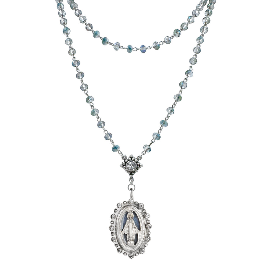 Rosary in Blue Lagoon-Virgins Saints and Angels-Swag Designer Jewelry