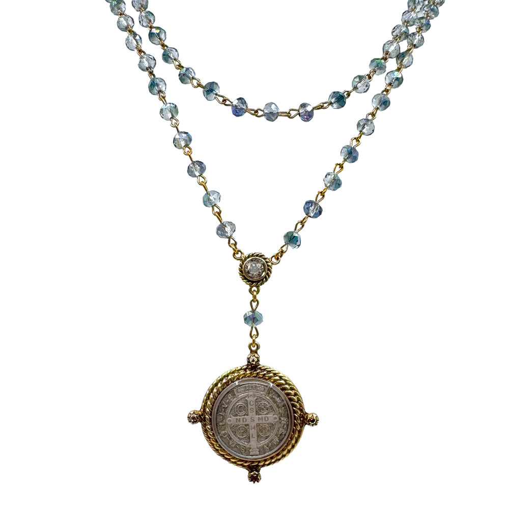 Rosary in Blue Lagoon-Virgins Saints and Angels-Swag Designer Jewelry