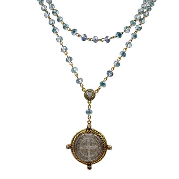 Rosary in Blue Lagoon-Virgins Saints and Angels-Swag Designer Jewelry