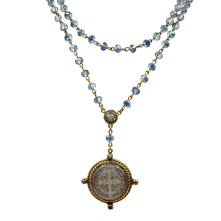 Rosary in Blue Lagoon-Virgins Saints and Angels-Swag Designer Jewelry