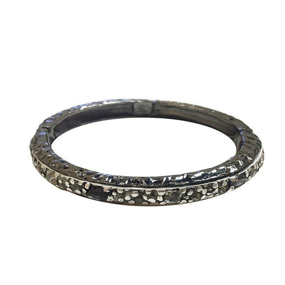 Ibiza Hammered Hinged Bangle Bracelet in Gunmetal-Tat2 Designs-Swag Designer Jewelry