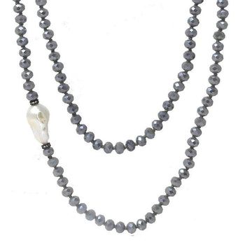 Gray crystal and baroque pearl Iris necklace

