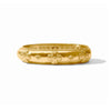 24K gold plated Canterbury hinge bangle featuring a hammered texture and raised cross motifs on a white background.
