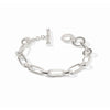 Silver-plated Sahara demi link bracelet with a toggle clasp and adjustable chain on a white background.