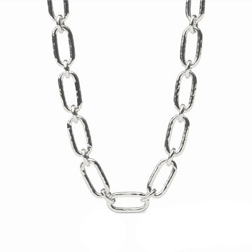 Silver-plated Sahara Demi Link necklace with a 19-inch hammered oval chain and toggle closure.