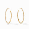 Gold Juliet hoop earrings with delicate pearl detailing.
