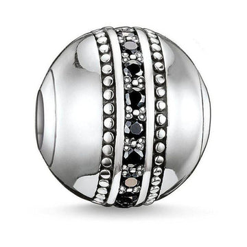 Karma Bead Fast Lane sterling silver bead; black stones, beaded accents.
