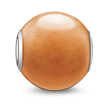 Karma Bead Red Aventurine charm: Round, orange-toned bead with sterling silver accents.
