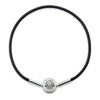 Black leather Karma bracelet with silver charm
