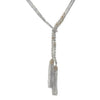 Klara gray crystal beaded tassel necklace with gold accents
