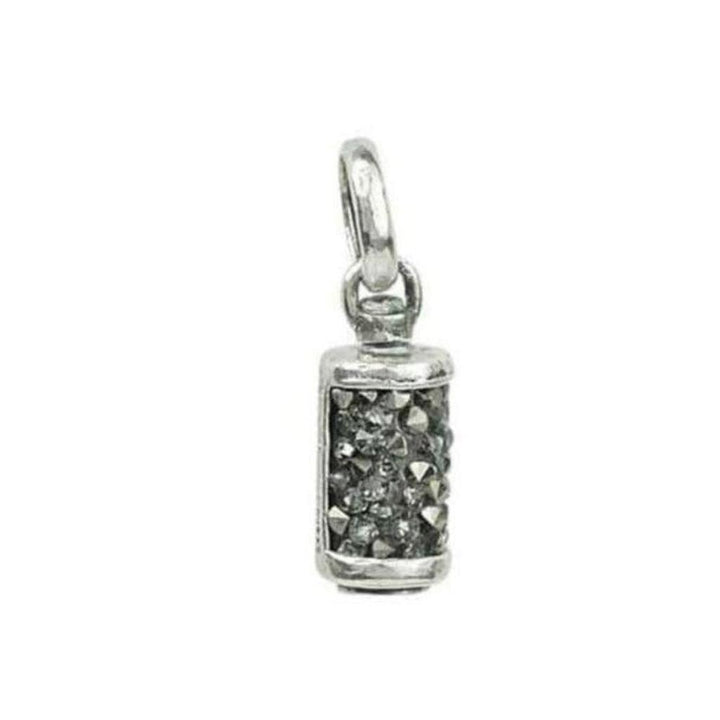Kristal Spinner Charm Pendant - Radiate: Silver charm with dark gray crystal accents.
