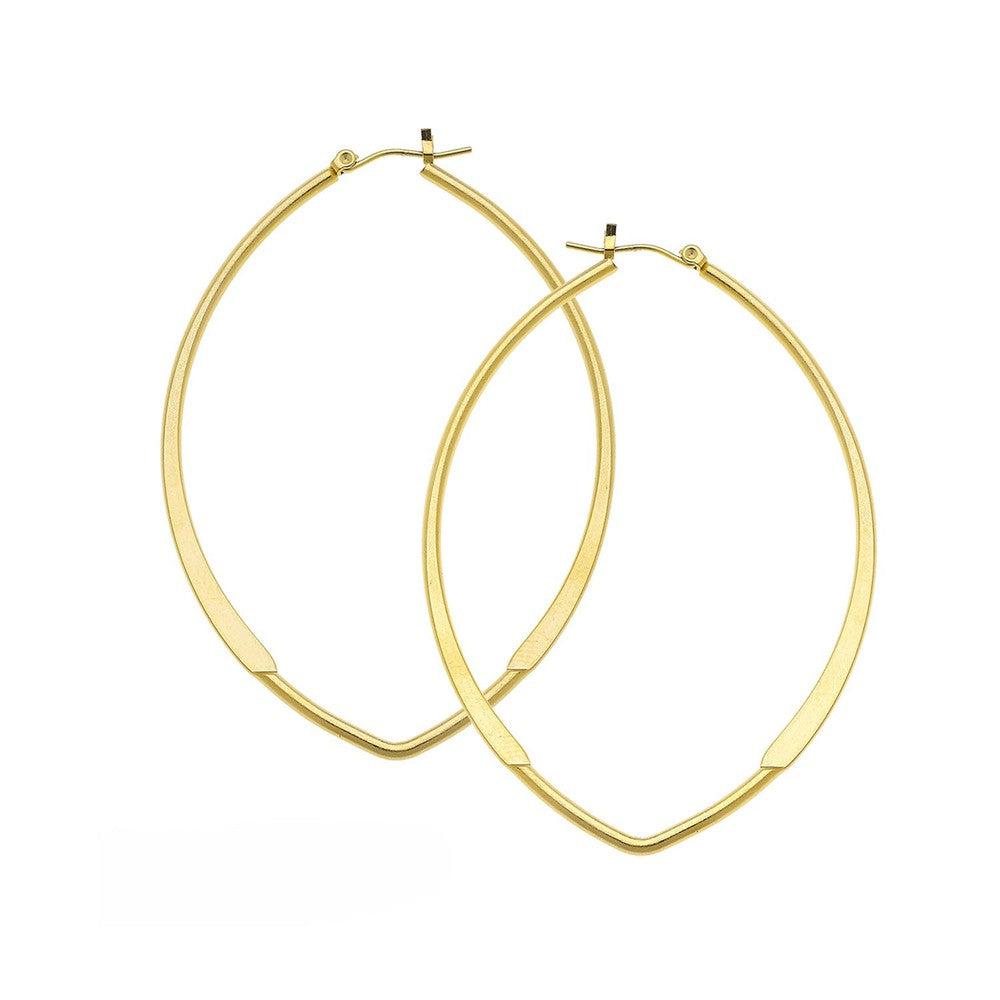 Large Oval Marquis Hoop Earring Gold-Susan Shaw-Swag Designer Jewelry