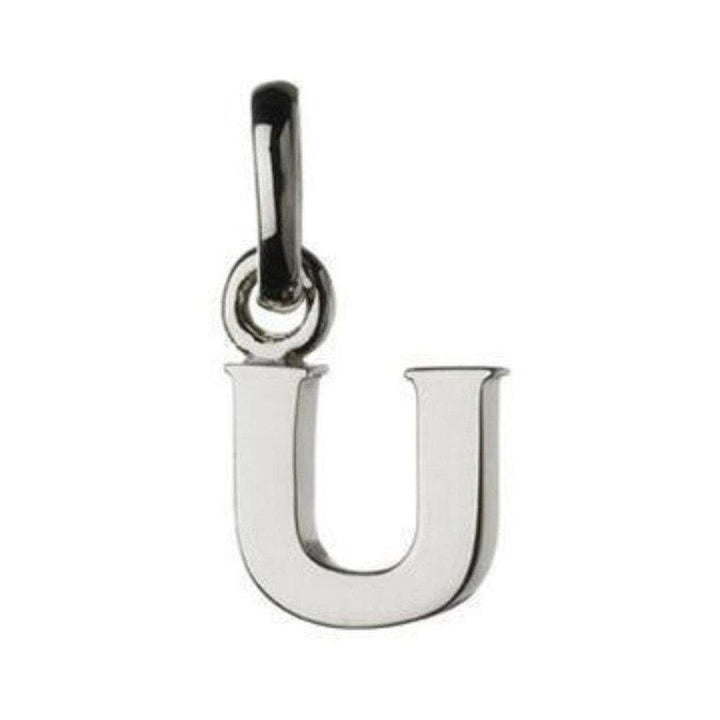 Silver letter U charm pendant
