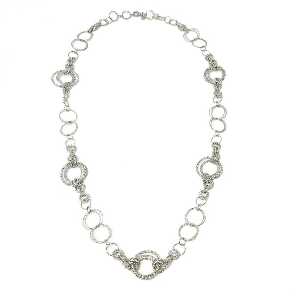 Long Round Silver Link Necklace-Jose Maria Barrera-Swag Designer Jewelry