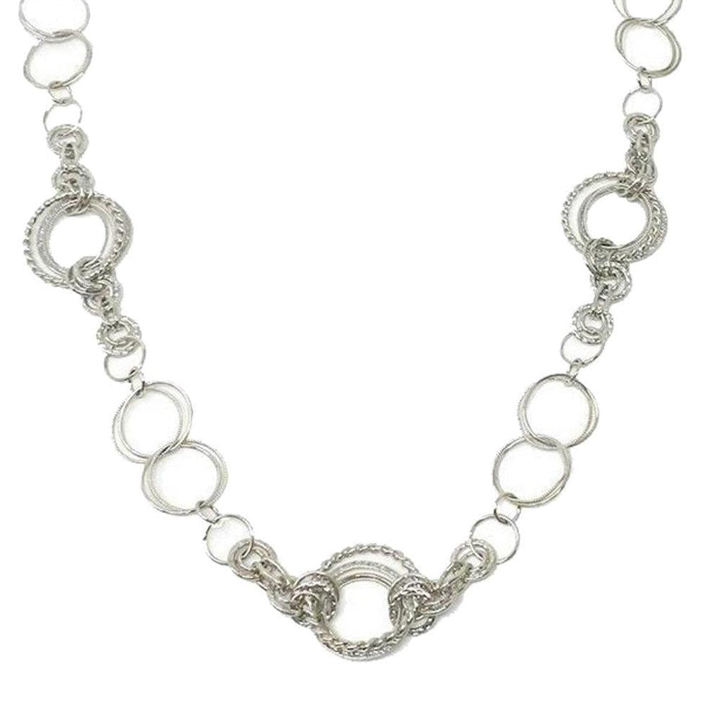 Long Round Silver Link Necklace-Jose Maria Barrera-Swag Designer Jewelry