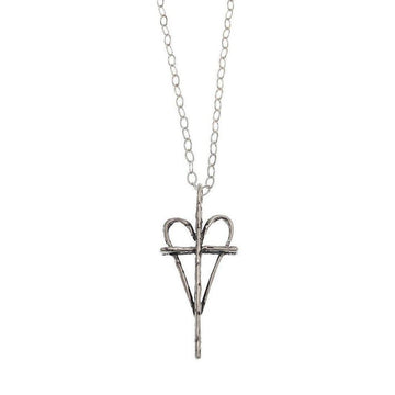 Silver Love Throughout heart cross necklace
