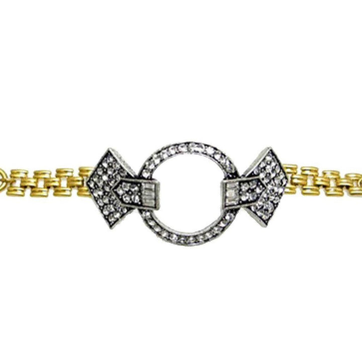 Lulu Frost Stardust Bracelet:  Gold chain, antique silver circle & diamond accents.
