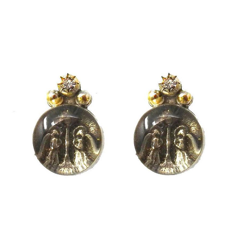 Luvie Guardian Angel Post Earrings-Virgins Saints and Angels-Swag Designer Jewelry