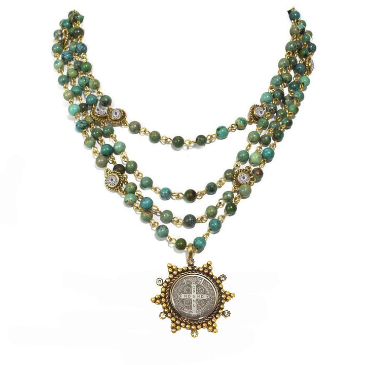 Lux Turquoise Magdalena Asst Medals-Virgins Saints and Angels-Swag Designer Jewelry