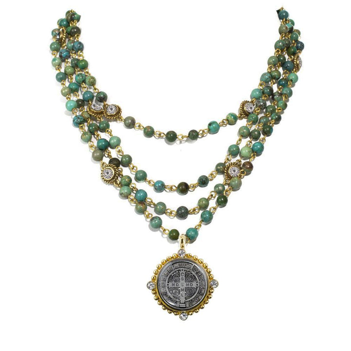 Lux Turquoise Magdalena Asst Medals-Virgins Saints and Angels-Swag Designer Jewelry