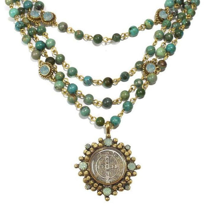 Lux Turquoise Magdalena Asst Medals-Virgins Saints and Angels-Swag Designer Jewelry