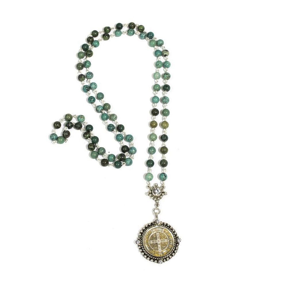 Lux Turquoise Rosary-Virgins Saints and Angels-Swag Designer Jewelry