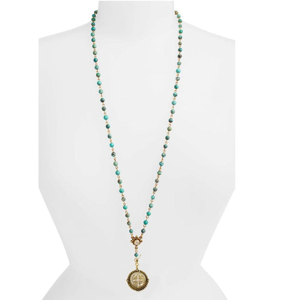 Lux Turquoise Rosary-Virgins Saints and Angels-Swag Designer Jewelry