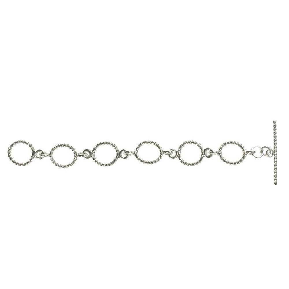 Silver necklace extender with twisted oval links and a T-bar clasp.

